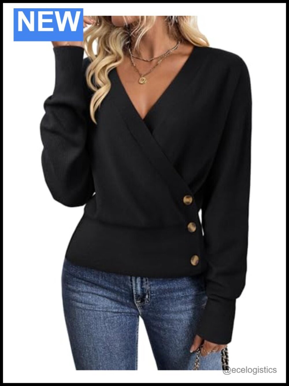 Long Sleeve V Neck Business Casual Pullover Knit Sweater